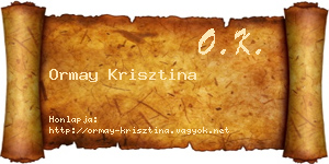 Ormay Krisztina névjegykártya